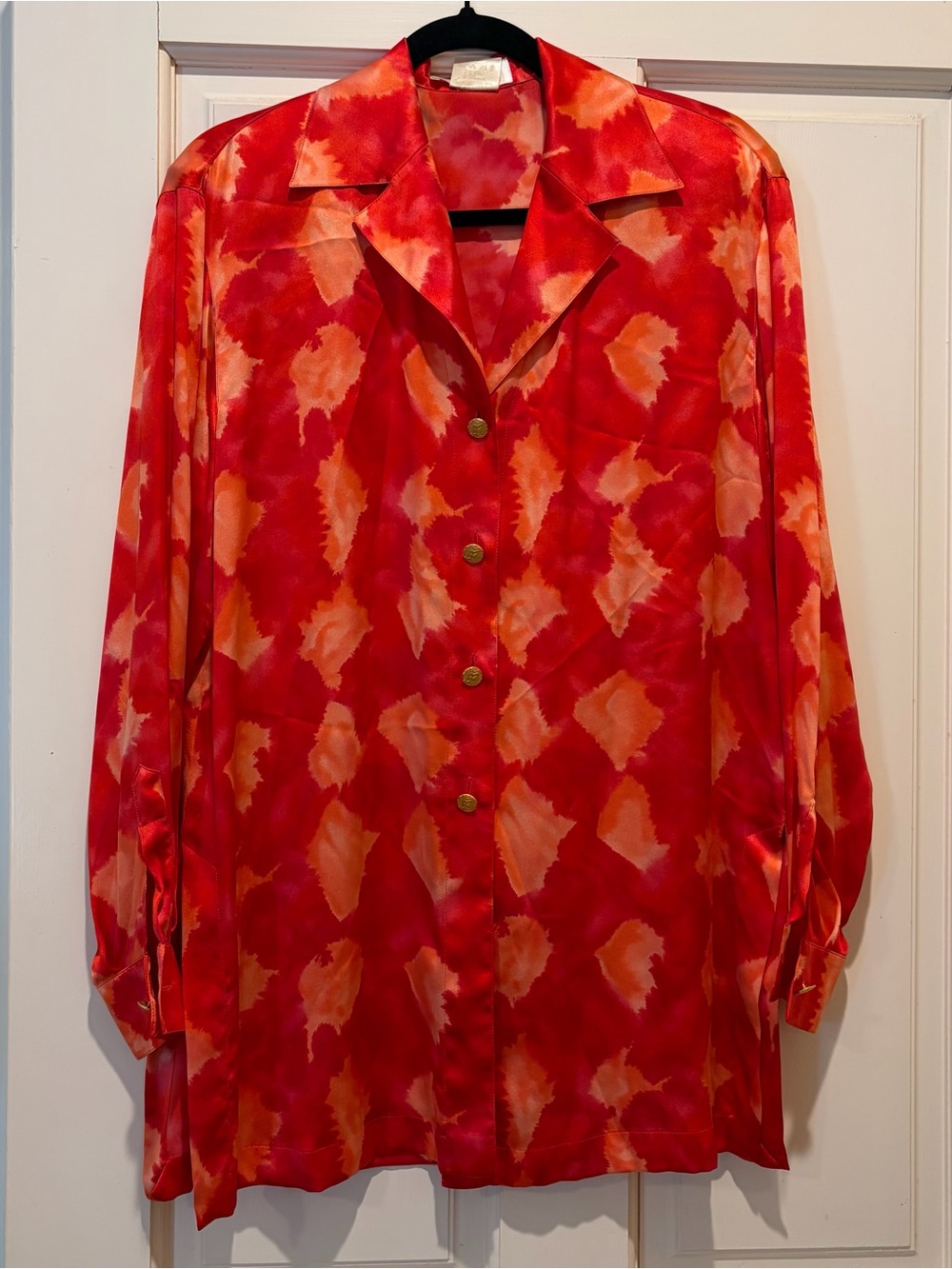 Escada Red and Orange Silk Blouse tunic with slits